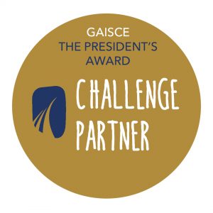 Gaisce Challenge Partner Logo with gold background and white and navy text