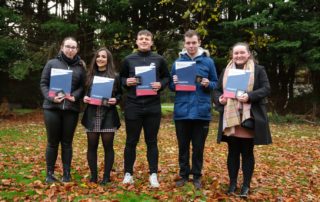 Youth Work Ireland Louth participants Emma, Chloe, Darragh, James and Iona pictured receiving their Gaisce Awards at Ratra House in the Phoenix Park
